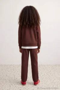 TRENDYOLMİLLA KIDS Brown Plain Knitting Bottom - Top Set - Image 3