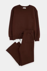 TRENDYOLMİLLA KIDS Brown Plain Knitting Bottom - Top Set - Image 5