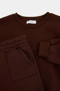 TRENDYOLMİLLA KIDS Brown Plain Knitting Bottom - Top Set - Image 6