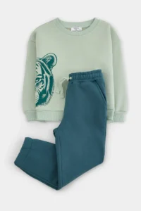 TRENDYOLMİLLA KIDS MINT animals Knitting Bottom - Top Set - Image 3