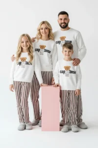 TRENDYOLMİLLA KIDS Beige Unisex Kids 100% Cotton Printed Regular Knitting Pajama Set