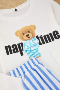 TRENDYOLMİLLA KIDS Ecru 100% Cotton Printed Regular Knitting Unisex Kids Pajama Set - Image 5