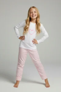 TRENDYOLMİLLA KIDS Powder PINK Girls' Printed Soft textured Pajama Set