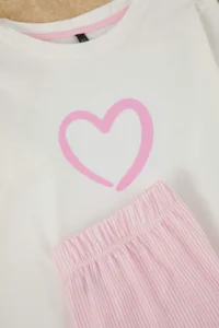 TRENDYOLMİLLA KIDS Powder PINK Girls' Printed Soft textured Pajama Set - Image 4