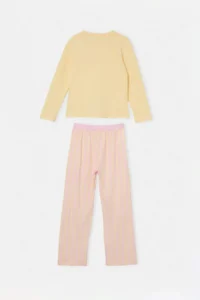 TRENDYOLMİLLA KIDS Yellow Girls' Printed Knitting Bottom-Top Pajama Set - Image 8