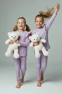 TRENDYOLMİLLA KIDS Lilac Printed 4 Sets Knitting Regular Girls' Bottom-Top Pajama Set