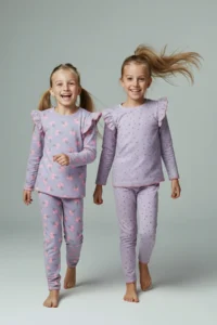 TRENDYOLMİLLA KIDS Lilac Printed 4 Sets Knitting Regular Girls' Bottom-Top Pajama Set - Image 2