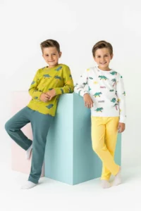 TRENDYOLMİLLA KIDS Multicolored Printed 4 Sets Knitting Men Kids Pajama Set