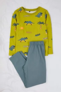 TRENDYOLMİLLA KIDS Multicolored Printed 4 Sets Knitting Men Kids Pajama Set - Image 3