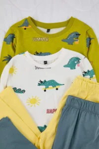 TRENDYOLMİLLA KIDS Multicolored Printed 4 Sets Knitting Men Kids Pajama Set - Image 5