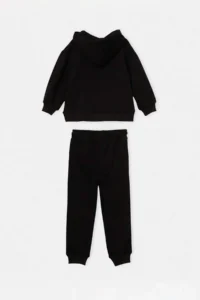 TRENDYOLMİLLA KIDS Black Thick Hooded Thick Boys' Sweatshirt and Tracksuit Bottom with Fleece Inside - Image 10