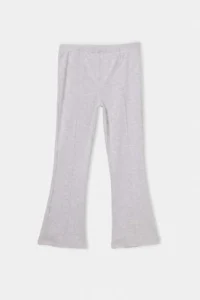 TRENDYOLMİLLA KIDS Gray Girls' Cotton Basic Soft Touch Knitting Bottom - Top Set - Image 6