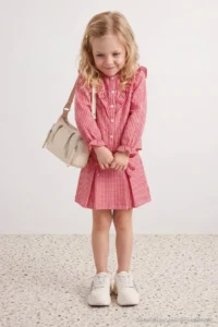 TRENDYOLMİLLA KIDS Red 100%Cotton Girls' Frilly Thin&Seasonal Weaving Shirt-Skirt Top and Bottom Set - Image 3