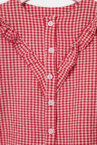TRENDYOLMİLLA KIDS Red 100%Cotton Girls' Frilly Thin&Seasonal Weaving Shirt-Skirt Top and Bottom Set - Image 7