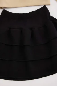 TRENDYOLMİLLA KIDS Stone Girls' Cotton Ribbon Detailed Sweatshirt and Skirt Bottom - Top Set - Image 7