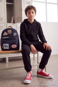 TRENDYOLMİLLA KIDS Black Cotton Boys' Hooded Thin Zippered Cardigan and Tracksuit Bottom - Image 6