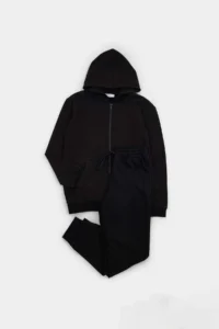 TRENDYOLMİLLA KIDS Black Cotton Boys' Hooded Thin Zippered Cardigan and Tracksuit Bottom - Image 8