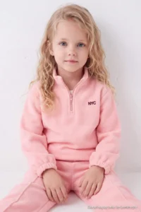 TRENDYOLMİLLA KIDS Powder PINK Fleece Girls' Plain Knitting Sweatshirt and Tracksuit Bottom - Top Set - Image 2