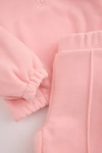 TRENDYOLMİLLA KIDS Powder PINK Fleece Girls' Plain Knitting Sweatshirt and Tracksuit Bottom - Top Set - Image 8