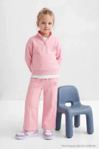 TRENDYOLMİLLA KIDS PINK Plain Knitting Bottom - Top Set - Image 2