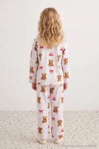 TRENDYOLMİLLA KIDS Ecru Soft Material Girls' Pajama Set - Image 2