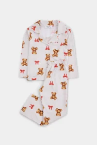TRENDYOLMİLLA KIDS Ecru Soft Material Girls' Pajama Set - Image 5