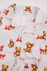 TRENDYOLMİLLA KIDS Ecru Soft Material Girls' Pajama Set - Image 6