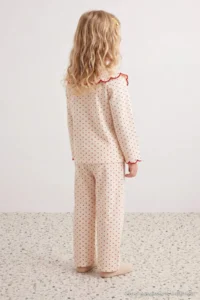 TRENDYOLMİLLA KIDS Ecru 100%Cotton Girls' Baby Collar Muslin Pajama Set - Image 2