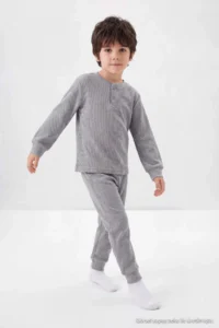 TRENDYOLMİLLA KIDS Gray 100%Cotton Kalite Men Kids Pajama Set