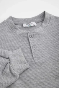 TRENDYOLMİLLA KIDS Gray 100%Cotton Kalite Men Kids Pajama Set - Image 8