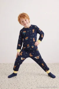 TRENDYOLMİLLA KIDS Black Soft Material Men Kids Pajama Set