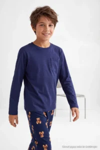 TRENDYOLMİLLA KIDS NAVY BLUE Soft textured Men Kids Pajama Set - Image 5