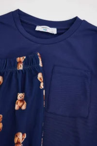 TRENDYOLMİLLA KIDS NAVY BLUE Soft textured Men Kids Pajama Set - Image 8