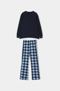 TRENDYOLMİLLA KIDS NAVY BLUE Boys' textured Pajama Set - Image 7