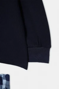 TRENDYOLMİLLA KIDS NAVY BLUE Boys' textured Pajama Set - Image 9