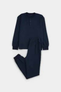 TRENDYOLMİLLA KIDS NAVY BLUE 100%Cotton Kalite Boys' Knitting Pajama Set - Image 3