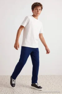 TRENDYOLMİLLA KIDS NAVY BLUE Plain Knitting Bottom - Top Set - Image 3