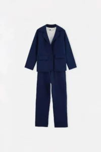 TRENDYOLMİLLA KIDS NAVY BLUE Plain Knitting Bottom - Top Set - Image 4