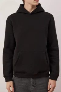 TRENDYOLMİLLA MEN Black Regular / Normal Cut Back Printed Knitting Sweatshirt - Image 3