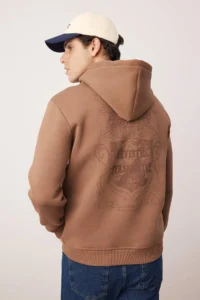 TRENDYOLMİLLA MEN Brown Regular /Normal Cut Back Printed Sweatshirt