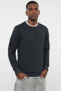 TRENDYOLMİLLA MEN Anthracite Regular/Normal Cut Inside Fleece/Warm Sweatshirt