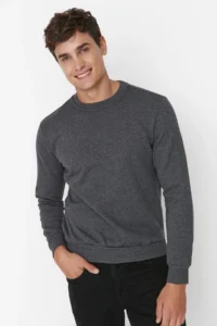 TRENDYOLMİLLA MEN Anthracite Regular/Normal Cut Inside Fleece/Warm Sweatshirt - Image 6