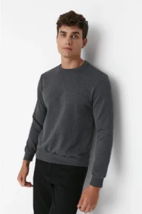 TRENDYOLMİLLA MEN Anthracite Regular/Normal Cut Inside Fleece/Warm Sweatshirt - Image 7