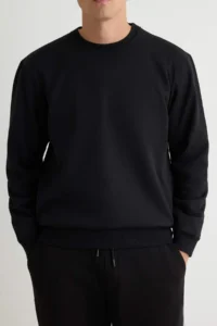TRENDYOLMİLLA MEN Black Regular/Normal Cut Inside Fleece/Warm Sweatshirt