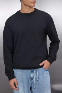 TRENDYOLMİLLA MEN Black Regular/Normal Cut Inside Fleece/Warm Sweatshirt - Image 11