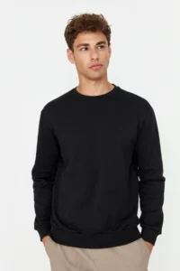 TRENDYOLMİLLA MEN Black Regular/Normal Cut Inside Fleece/Warm Sweatshirt - Image 13