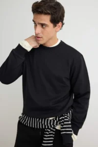 TRENDYOLMİLLA MEN Black Regular/Normal Cut Inside Fleece/Warm Sweatshirt - Image 2