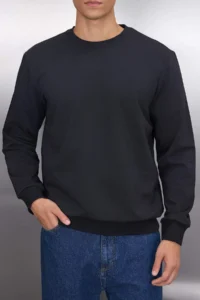 TRENDYOLMİLLA MEN Black Regular/Normal Cut Inside Fleece/Warm Sweatshirt - Image 7