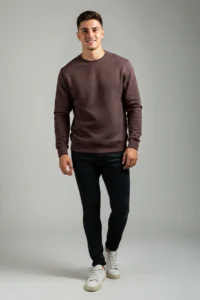 TRENDYOLMİLLA MEN Brown Regular/Normal Cut Inside Fleece/Warm Sweatshirt - Image 2