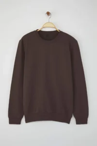 TRENDYOLMİLLA MEN Brown Regular/Normal Cut Inside Fleece/Warm Sweatshirt - Image 3